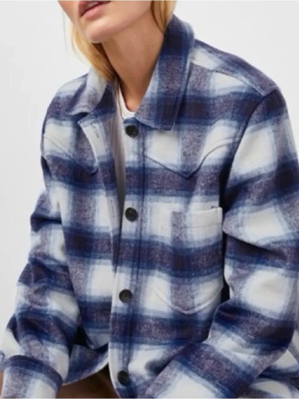 Rails Blue and White Plaid Shirt Jacket